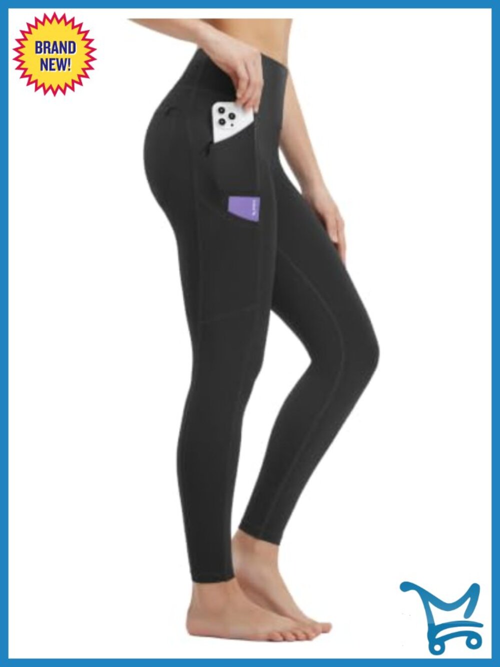 High Waisted Leggings with 6 Pockets Stretch 25" Ankle Length